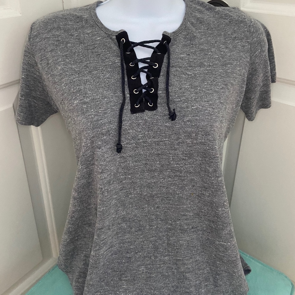 So Nikki Girls Lace Up Top Gray Black Size L (14)